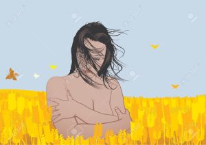 1103582-Beautiful-girl-in-corn-field-romantic-vector-illustration-Stock-Vector